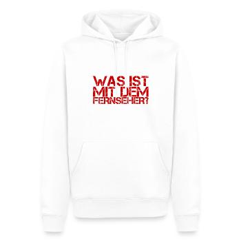 mit dem Fernseher ist was nicht in Ordnung - Männer Premium Bio Hoodie - Weiß - Vorne - Nico (187cm)