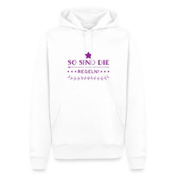 das sind die Regeln - Männer Premium Bio Hoodie - Weiß - Vorne - Nico (187cm)