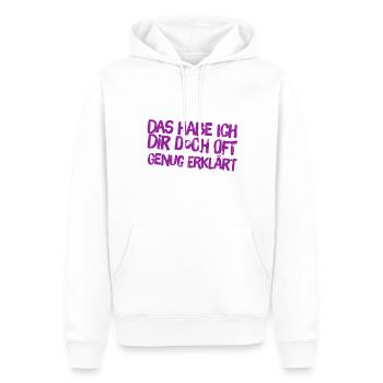 oft genug erklärt - Männer Premium Bio Hoodie - Weiß - Vorne - Nico (187cm)