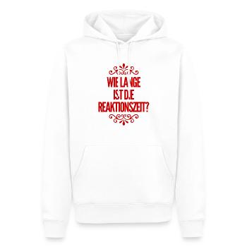 wie lang ist die Reaktionszeit? - Männer Premium Bio Hoodie - Weiß - Vorne - Nico (187cm)