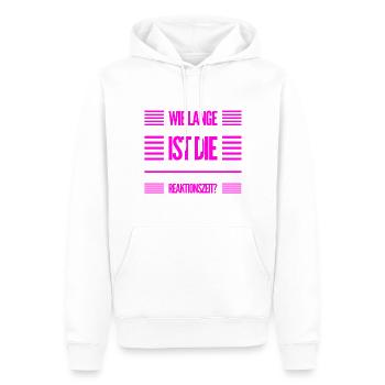 wie schnell geht es? - Männer Premium Bio Hoodie - Weiß - Vorne - Nico (187cm)