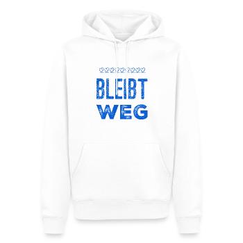 kommt nicht näher - Männer Premium Bio Hoodie - Weiß - Vorne - Nico (187cm)