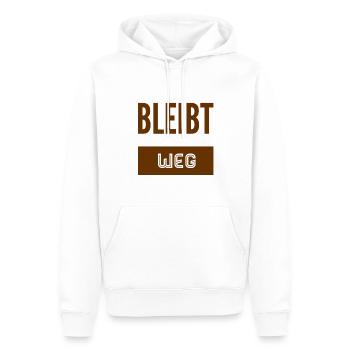 bitte halten sie Abstand - Männer Premium Bio Hoodie - Weiß - Vorne - Nico (187cm)
