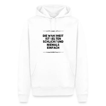 die Wahrheit ist kompliziert - Männer Premium Bio Hoodie - Weiß - Vorne - Nico (187cm)