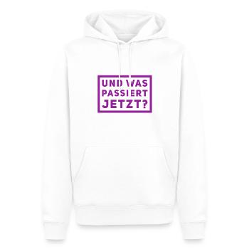 was jetzt wohl kommt? - Männer Premium Bio Hoodie - Weiß - Vorne - Nico (187cm)