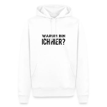 was mache ich hier? - Männer Premium Bio Hoodie - Weiß - Vorne - Nico (187cm)