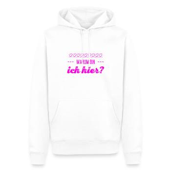 warum bin ich hier? - Männer Premium Bio Hoodie - Weiß - Vorne - Nico (187cm)