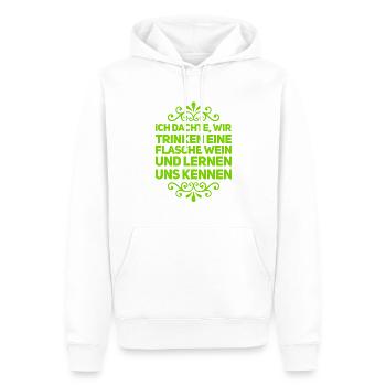 lernen wir uns kennen! - Männer Premium Bio Hoodie - Weiß - Vorne - Nico (187cm)