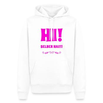 hallo - Männer Premium Bio Hoodie - Weiß - Vorne - Nico (187cm)