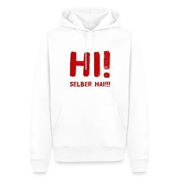 Hi - Männer Premium Bio Hoodie - Weiß - Vorne - Nico (187cm)