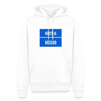 die richtige Einstellung - Männer Premium Bio Hoodie - Weiß - Vorne - Nico (187cm)