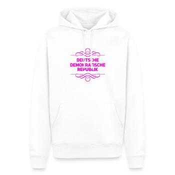 DDR - Männer Premium Bio Hoodie - Weiß - Vorne - Nico (187cm)