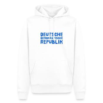 ich komme aus der DDR - Männer Premium Bio Hoodie - Weiß - Vorne - Nico (187cm)