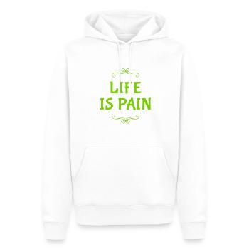 La vie est dure - Sweat à capuche Premium bio Homme - blanc - Devant - Nico (187cm)