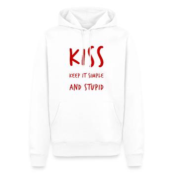 keep it simple and stupid - Männer Premium Bio Hoodie - Weiß - Vorne - Nico (187cm)