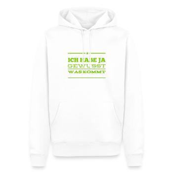 es war klar - Männer Premium Bio Hoodie - Weiß - Vorne - Nico (187cm)