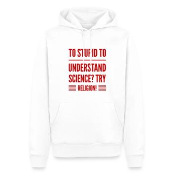 Religion ist leichter - Männer Premium Bio Hoodie - Weiß - Vorne - Nico (187cm)