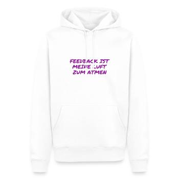 Feedback ist genial - Männer Premium Bio Hoodie - Weiß - Vorne - Nico (187cm)