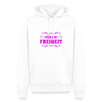 Liberté - Sweat à capuche Premium bio Homme - blanc - Devant - Nico (187cm)