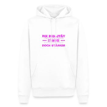 Reality prevails - Men’s Premium Organic Hoodie - white - Front - Nico (187cm)