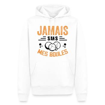 Nie ohne meine Eier - Petanque Geschenk - Männer Premium Bio Hoodie - Weiß - Vorne - Nico (187cm)