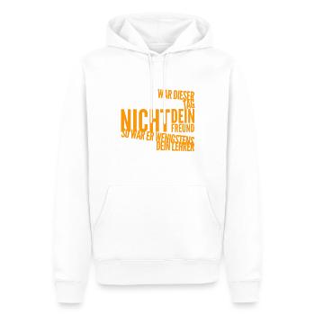 wieder etwas gelernt - Männer Premium Bio Hoodie - Weiß - Vorne - Nico (187cm)
