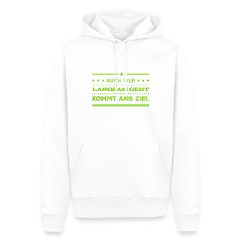 Mouvement lent - Sweat à capuche Premium bio Homme - blanc - Devant - Nico (187cm)