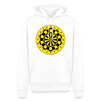Fléchettes, fléchettes, fléchettes, autocollants, jeu de fléchettes - Sweat à capuche Premium bio Homme - blanc - Devant - Nico (187cm)