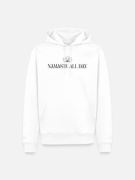 Namaste All Day Lotus - Méditation Bohème Yoga - Sweat à capuche Premium bio Homme - blanc