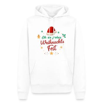 Oh Du Frohes Weihnachtsfest Nikolaus Geschenk    - Männer Premium Bio Hoodie - Weiß - Vorne - Nico (187cm)