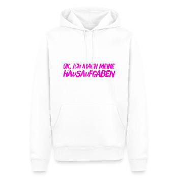 Hausaufgaben sind mein Ding - Männer Premium Bio Hoodie - Weiß - Vorne - Nico (187cm)