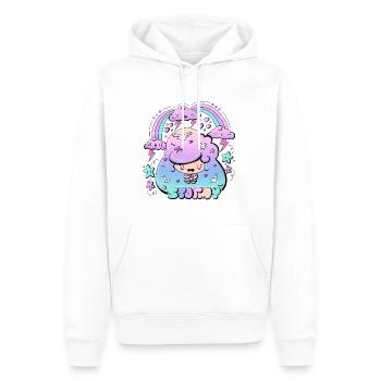 Bubble head girl in a storm with text - Men’s Premium Organic Hoodie - white - Front - Nico (187cm)