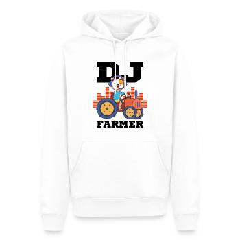 DJ Farmer Cat Farm Driving Tractor Music Funny - Men’s Premium Organic Hoodie - white - Front - Nico (187cm)