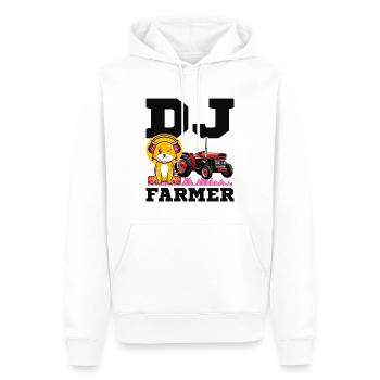 DJ Farmer Cat Farm Driving Tractor Music Funny - Men’s Premium Organic Hoodie - white - Front - Nico (187cm)
