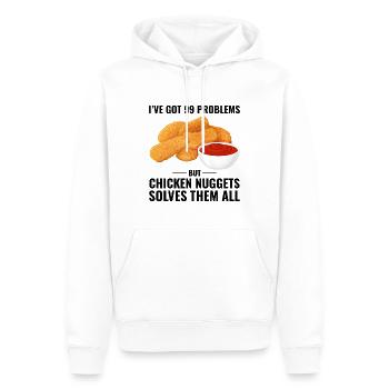 Chicken Nuggets Fast Food Funny Saying - Men’s Premium Organic Hoodie - white - Front - Nico (187cm)