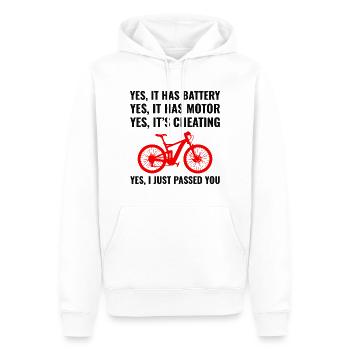 E-Bike Vélo électrique Vélo Cyclisme Biker VTT - Sweat à capuche Premium bio Homme - blanc - Devant - Nico (187cm)