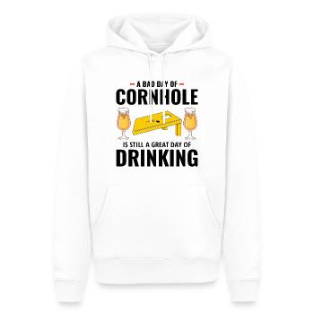 Cornhole Drinking Bean Bag Toss Jeu de pelouse en plein air - Sweat à capuche Premium bio Homme - blanc - Devant - Nico (187cm)