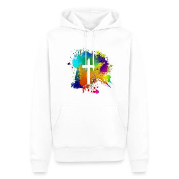 La Croix de Jésus-Christ - Sweat à capuche Premium bio Homme - blanc - Devant - Nico (187cm)