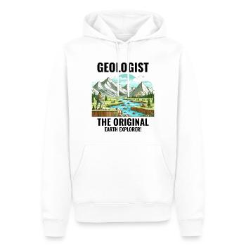 Géologue : L’explorateur de la Terre original ! Géologie - Sweat à capuche Premium bio Homme - blanc - Devant - Nico (187cm)