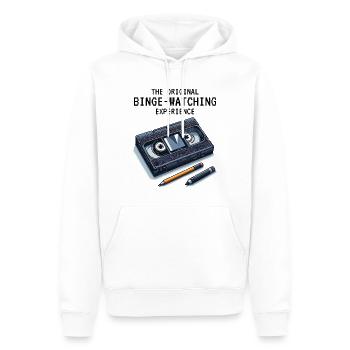Rétro VHS cassette nostalgique des années 80 Binge-watching - Sweat à capuche Premium bio Homme - blanc - Devant - Nico (187cm)