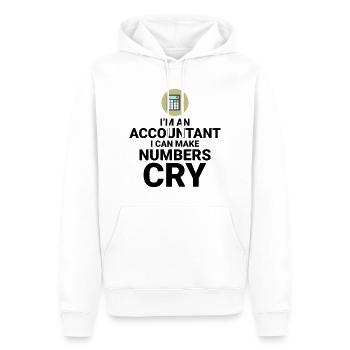 Comptable Comptabilité Tenue de livres Finance Drôle - Sweat à capuche Premium bio Homme - blanc - Devant - Nico (187cm)