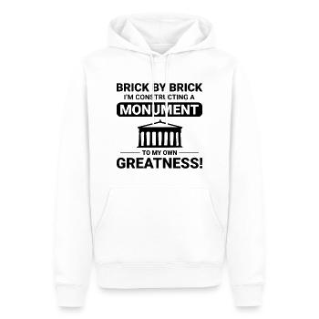Monumental Brick Mastery: Humorous Bricklayer - Men’s Premium Organic Hoodie - white - Front - Nico (187cm)