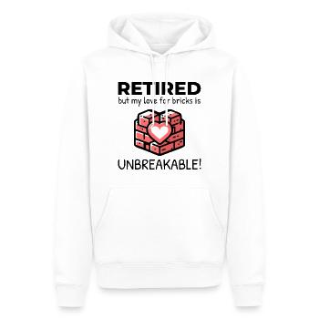 Unbreakable Brick Love: Retired Bricklayer - Men’s Premium Organic Hoodie - white - Front - Nico (187cm)