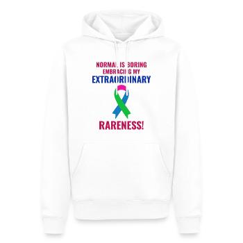 Bewusstsein für seltene Krankheiten Außergewöhnliches - Männer Premium Bio Hoodie - Weiß - Vorne - Nico (187cm)