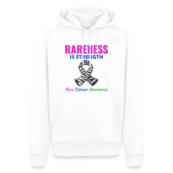La sensibilisation aux maladies rares fait la force de la rareté - Sweat à capuche Premium bio Homme - blanc - Devant - Nico (187cm)