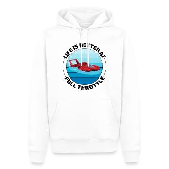 Vollgasspaß: Wasserflugzeugrennen lachen - Männer Premium Bio Hoodie - Weiß - Vorne - Nico (187cm)