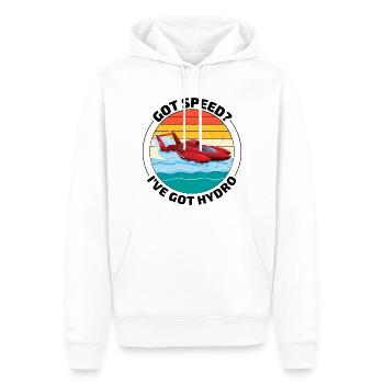 Hydro-Speed Racing : Humour palpitant en hydroplane - Sweat à capuche Premium bio Homme - blanc - Devant - Nico (187cm)