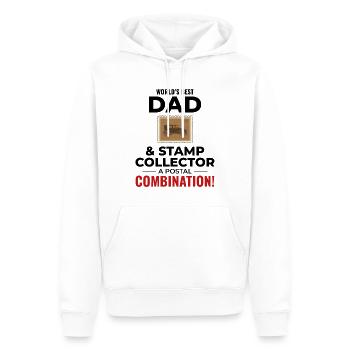 Collectionneur de timbres Collectionneur Philatéliste amateur - Sweat à capuche Premium bio Homme - blanc - Devant - Nico (187cm)