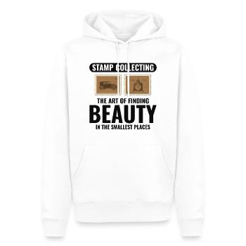 Collectionneur de timbres Collectionneur Hobby Philatéliste - Sweat à capuche Premium bio Homme - blanc - Devant - Nico (187cm)