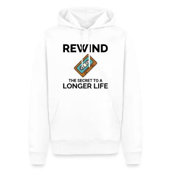 Kassette Tape Zurückspulen 80er Nostalgie Retro 1980er Jahre - Männer Premium Bio Hoodie - Weiß - Vorne - Nico (187cm)